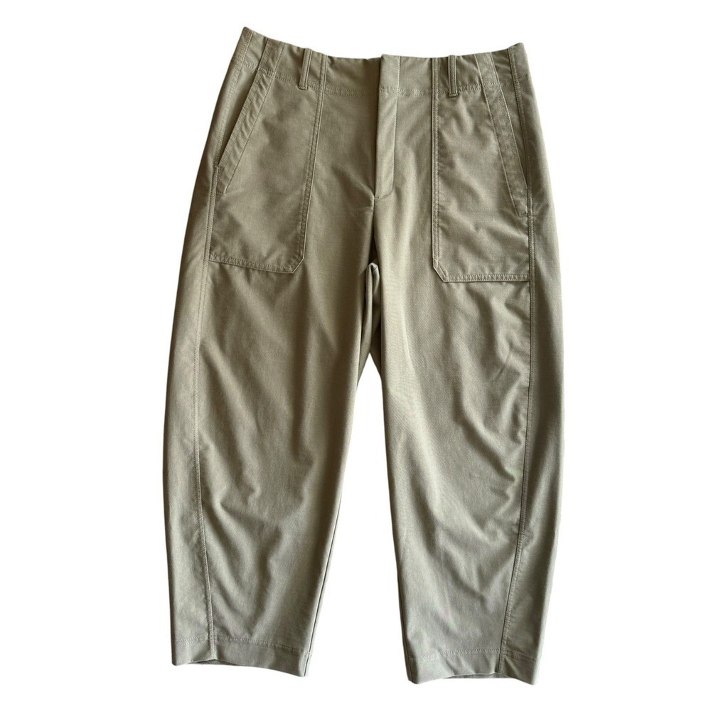 Athleta Skyline High Rise Barrel Leg Pant Womens 16 Olive Branch Green Stretch